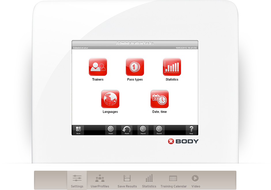 XBody Newave Touchscreen display with menu